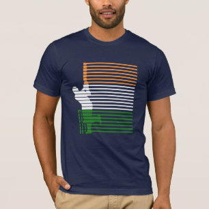 India Cricket  With Indian Flag Lines Stroke Gift T-Shirt