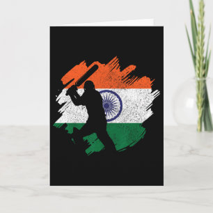 India Cricketer Vintage Indian Flag  Card