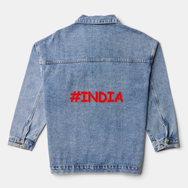 "#India" Cute Design. Buy Now Denim Jacket (Back)
