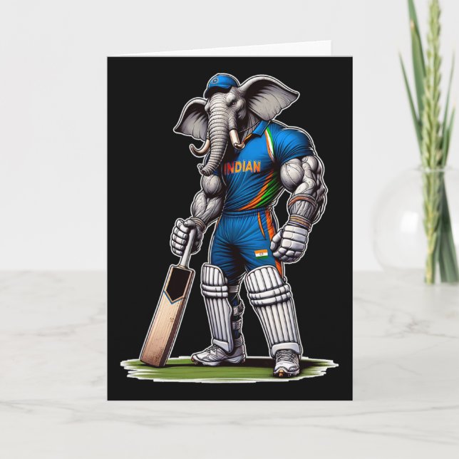 India Elephant Cricket Player Cricketer  Card (Front)