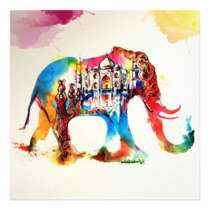 India Elephant Vintage Travel Love Watercolor Photo Print