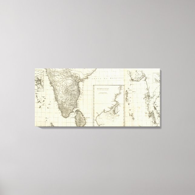 India Engraved Map Canvas Print (Front)