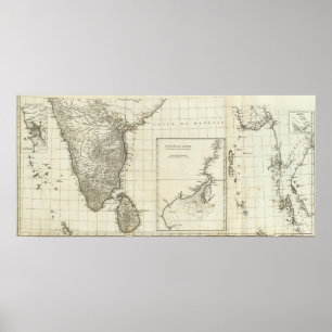 India Engraved Map Poster