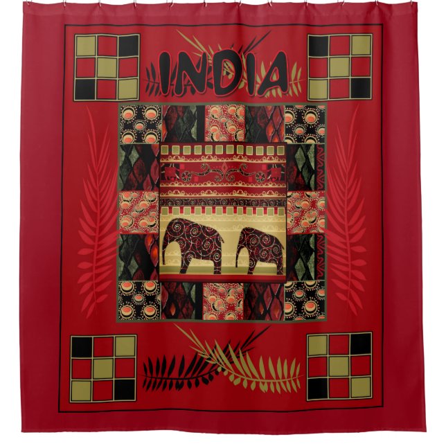 India ethnic patchwork elephants  (Front)