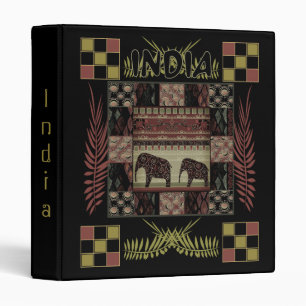 India ethnic patchwork elephants binder