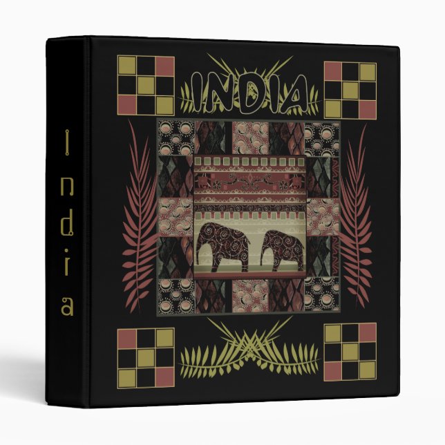 India ethnic patchwork elephants binder (Front/Spine)