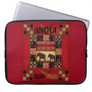 India ethnic patchwork elephants   laptop sleeve