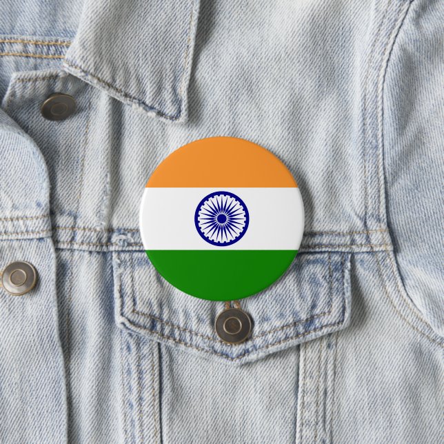 India flag 3 inch round button (In Situ)