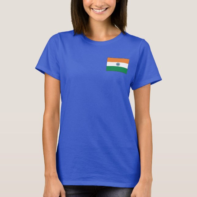 India Flag and Map dk T-Shirt (Front)