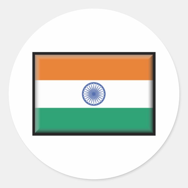 India Flag Classic Round Sticker (Front)