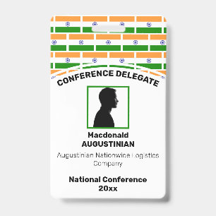 INDIA FLAG Customized Logo Photo ID Name Badge