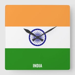 India Flag Dazzling Patriotic Square Square Wall Clock