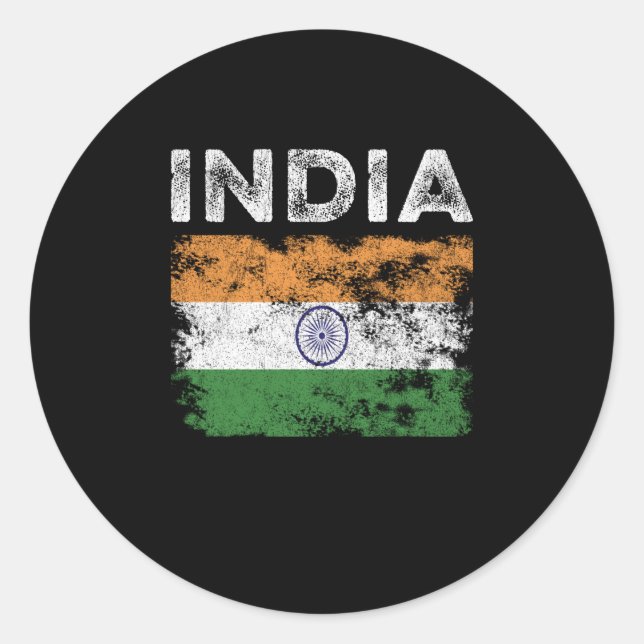 India Flag Distressed - Indian Flag Classic Round Sticker (Front)