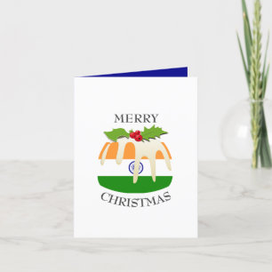 INDIA FLAG Festive Pudding Christmas Holiday Card