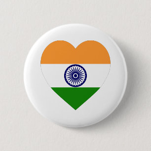 India Flag Heart 2 Inch Round Button