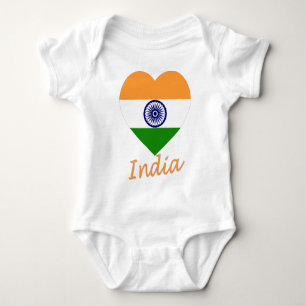 India Flag Heart Baby Bodysuit