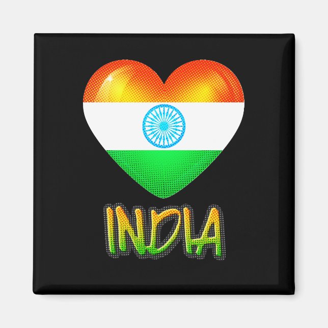 India Flag Heart Cutout Magnet (Front)