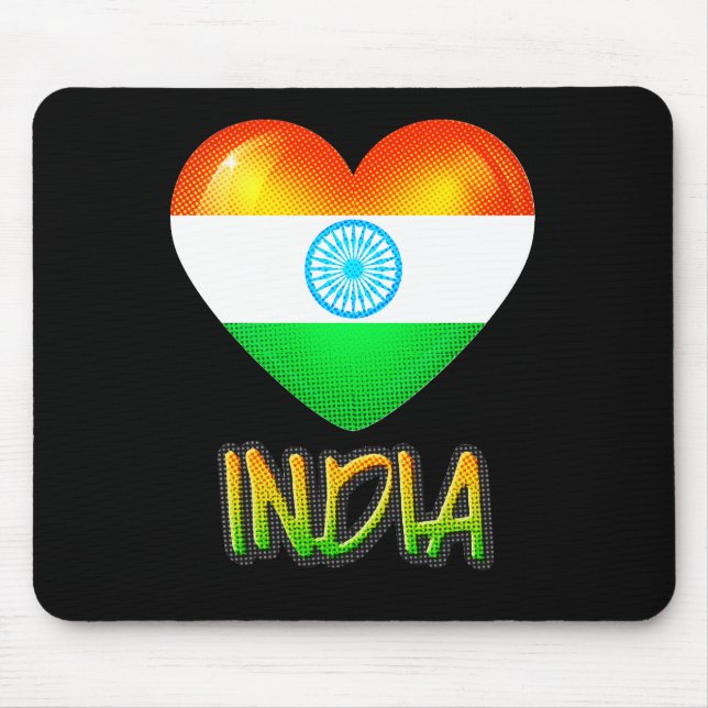 India Flag Heart Cutout Mouse Pad (Front)