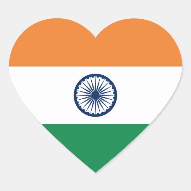India Flag Heart Sticker (Front)