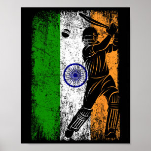 India Flag Indian Cricket Jersey Fan Player Coach  Poster
