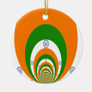 India Flag Kaleidoscope: Endless Unity & Patriotis Ceramic Ornament