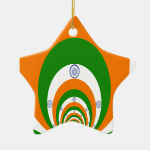 India Flag Kaleidoscope: Endless Unity & Patriotis Ceramic Ornament