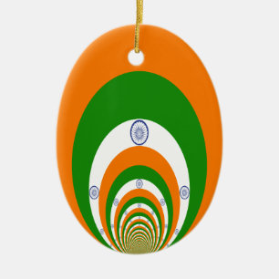 India Flag Kaleidoscope: Endless Unity & Patriotis Ceramic Ornament