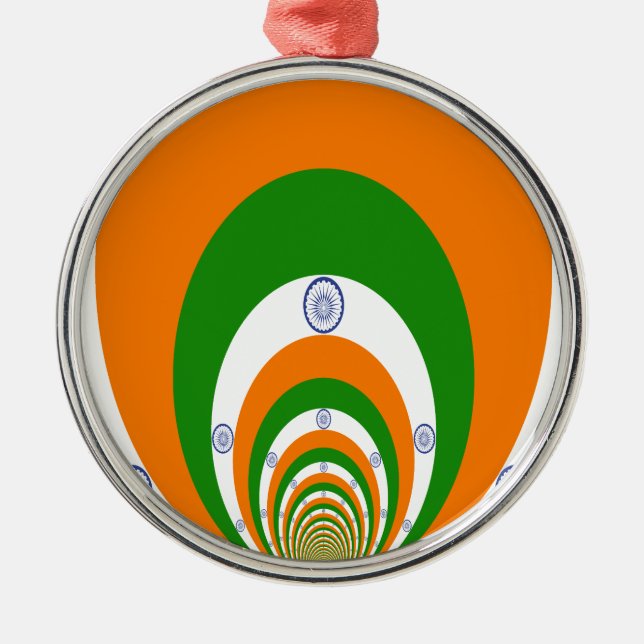India Flag Kaleidoscope: Endless Unity & Patriotis Metal Ornament (Front)