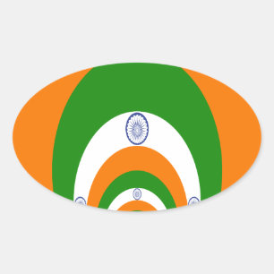 India Flag Kaleidoscope: Endless Unity & Patriotis Oval Sticker