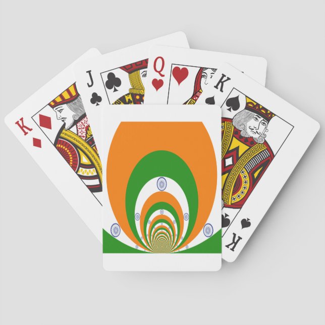 India Flag Kaleidoscope: Endless Unity & Patriotis Playing Cards (Back)