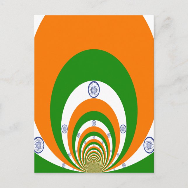 India Flag Kaleidoscope: Endless Unity & Patriotis Postcard (Front)