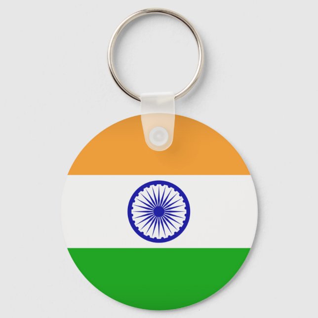 India Flag Keychain, Basic Button Keychain (Front)