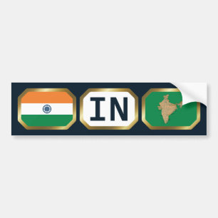 India Flag Map Code Bumper Sticker