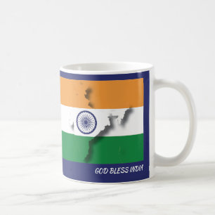 INDIA FLAG MAP Customized Scripture BLUE Coffee Mug
