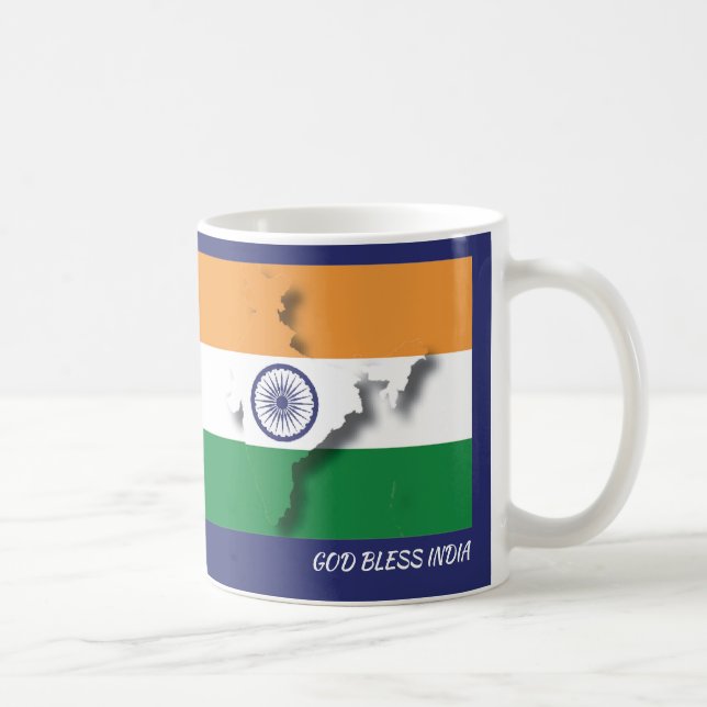 INDIA FLAG MAP Customized Scripture BLUE Coffee Mug (Right)