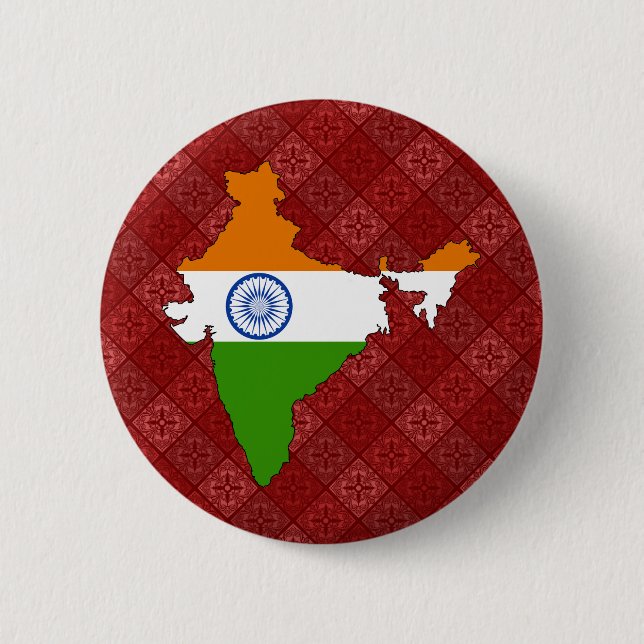 India Flag Map full size 2 Inch Round Button (Front)