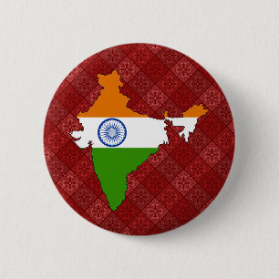 India Flag Map full size 2 Inch Round Button