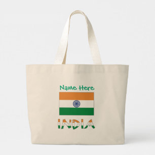 India Flag Personalized Gift Large Tote Bag
