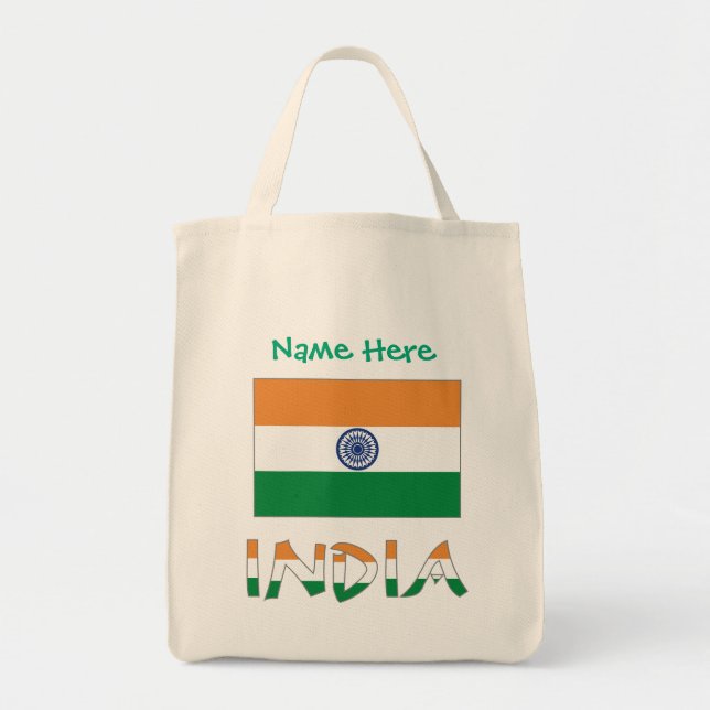 India Flag Personalized Gift Tote Bag (Front)
