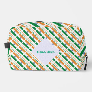 India Flag Personalized Tiled Travel Dopp Kit
