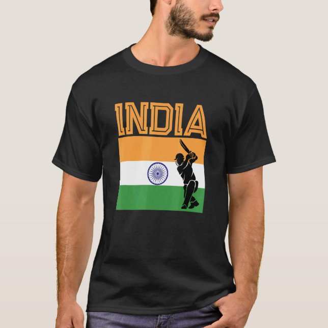 India Flag Proud Indian Cricket Player Graphic T-Shirt (Front)