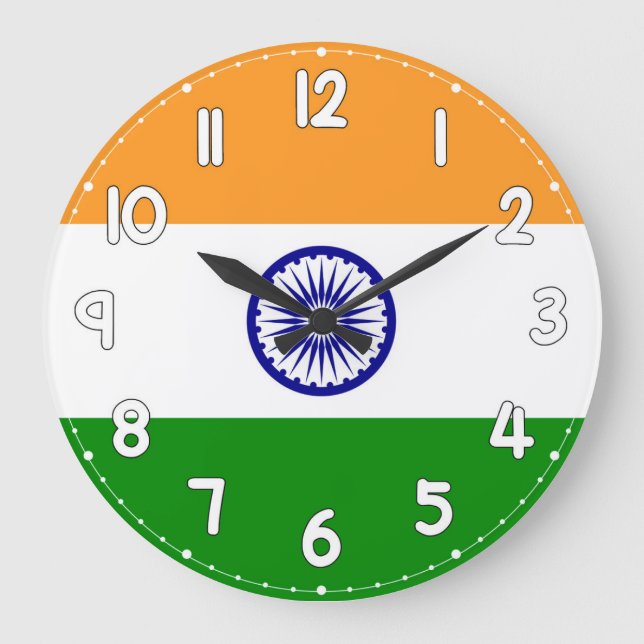 India Flag Wall Clock – Patriotic Indian Decor (Front)