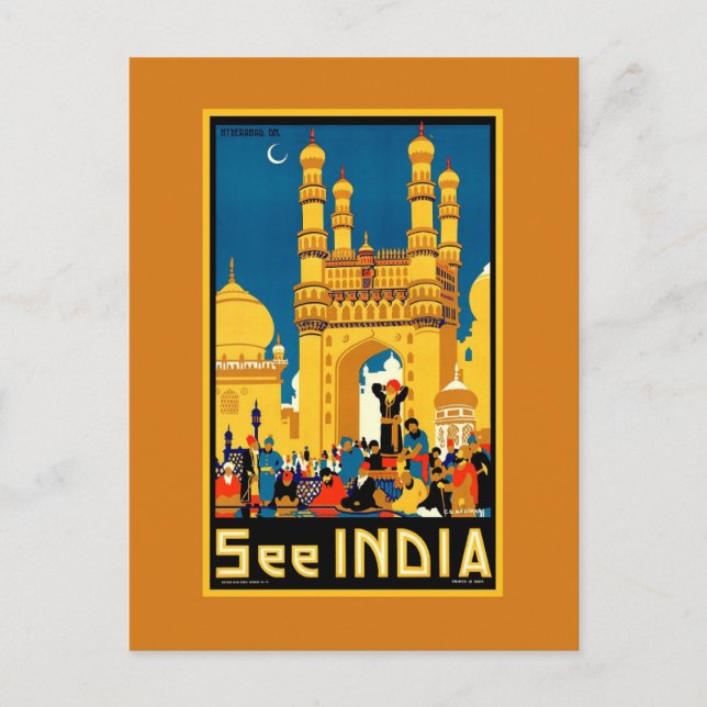 India Hyderabad Vintage travel Postcard (Front)