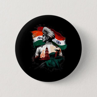 India Independence Day 15 August 1947 Indian Flag 2 Inch Round Button
