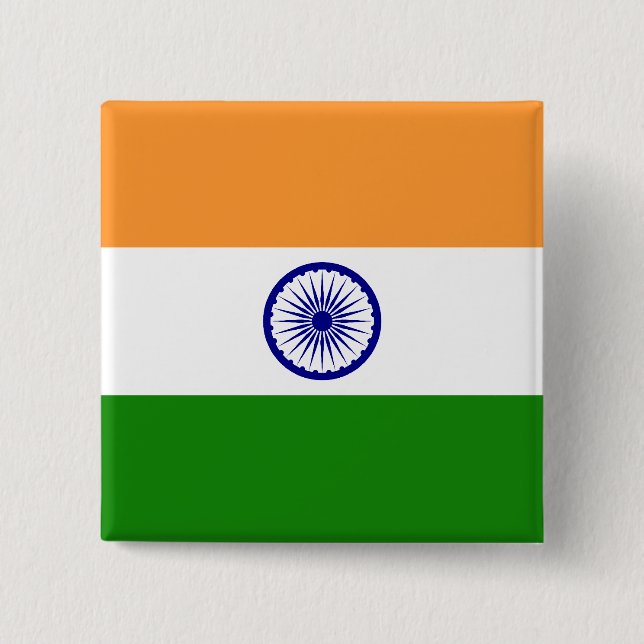 India, India 2 Inch Square Button (Front)