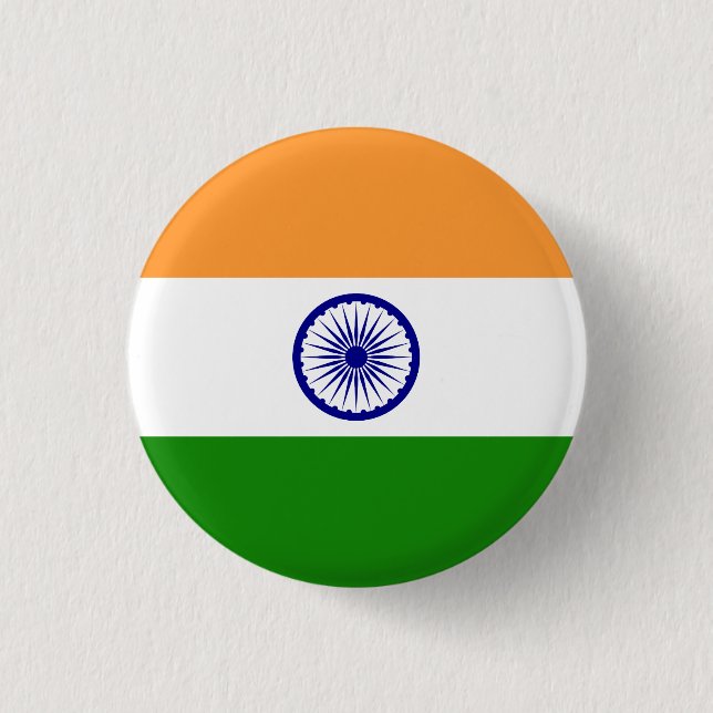 India (Indian) Flag 1 Inch Round Button (Front)