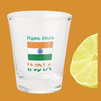 India Indian Flag Green Personalized  Shot Glass