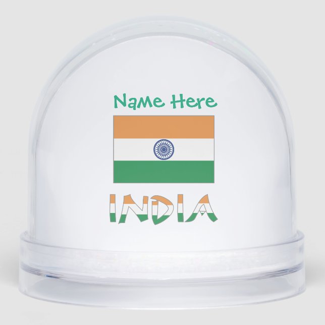 India Indian Flag Green Personalized  Snowglobe (Front)