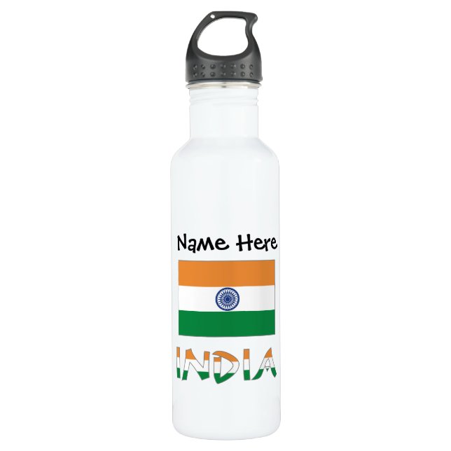 India Indian Flag Personalized  710 Ml Water Bottle (Front)