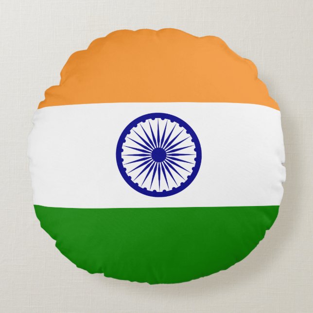 India (Indian) Flag Round Pillow (Front)